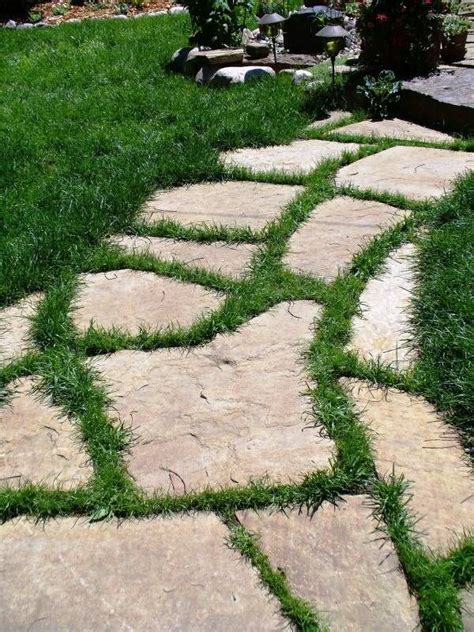 Flagstone Path With Grass Walks And Pathways Flagstone Path