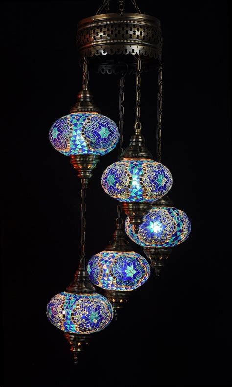 Turkish Mosaic Globe Chandelier Lamp Lamptastic Turkish Lamps