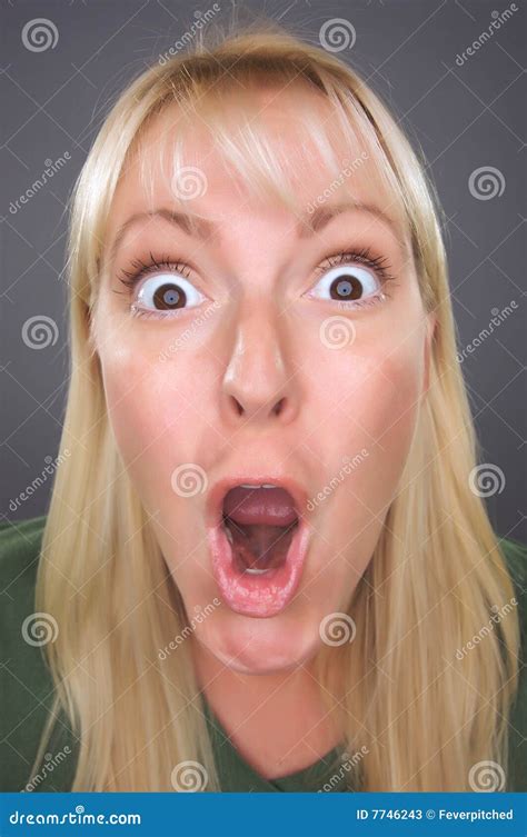 Shocked Blond Woman With Funny Face Stock Image Image Of Lips Cute