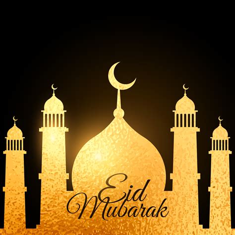 Eid Festival Background With Golden Mosque Download Free Vector Art