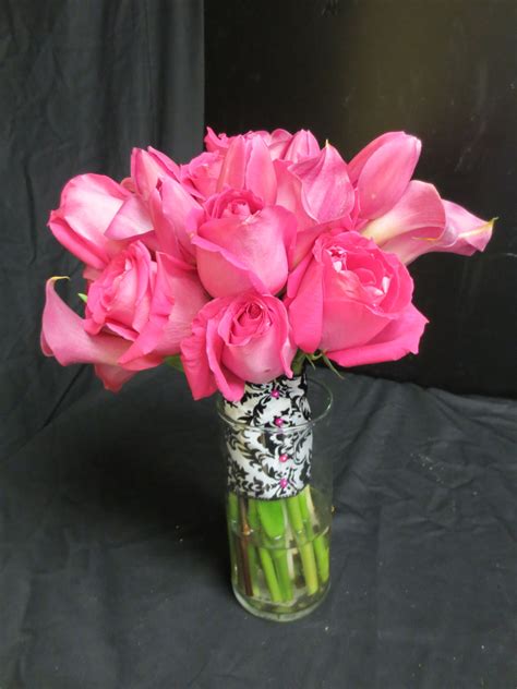 Hot Pink Roses Callas And Tulips Flowergirls Weddings 58th And Lewis