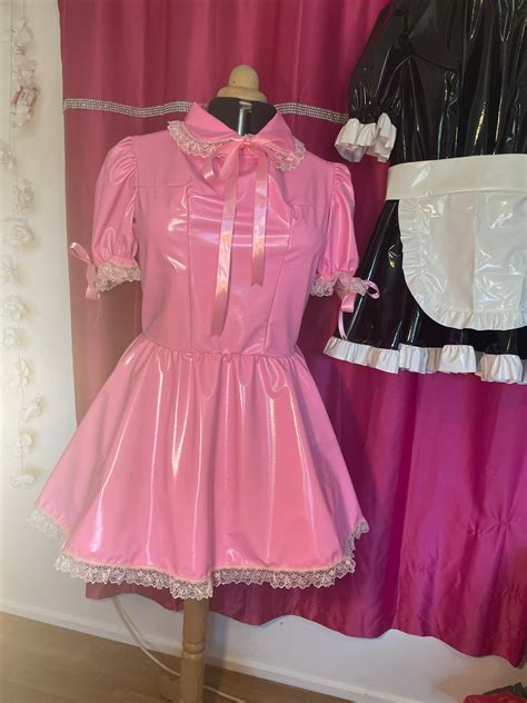Sissy Version Annabelle Dress In Pvc With Matching Lace And Ribbon Trim