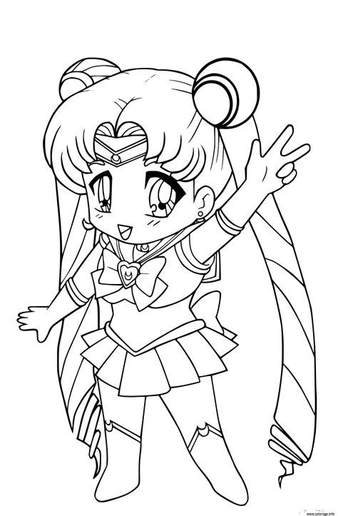 Coloriage Chibi Sailor Moon Kawaii Dessin Sailor Moon à Imprimer