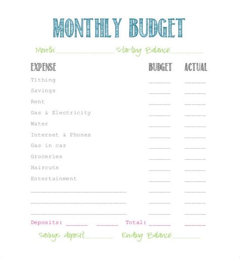 12 Simple Budget Templates Free Sample Example Format
