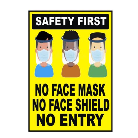 Pvc Plastic Material Safety First No Facemask No Face Shield No Entry