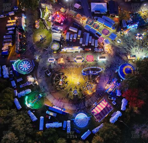 Aerial View Of A Carnival At Night Stock Photo Offset