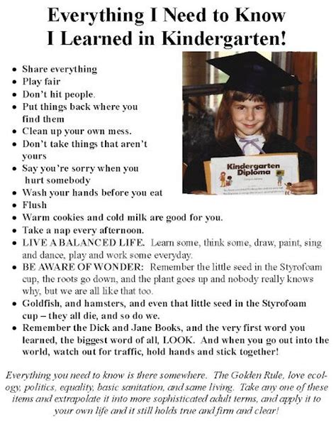 everything i need to know i learned in kindergarten kindergarten quotes school quotes i