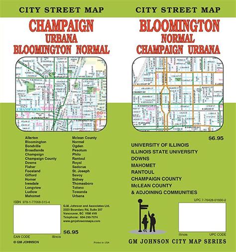 Bloomington Champaign Urbana Illinois Street Map Gm Johnson Maps