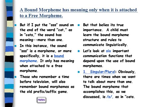 A Bound Morpheme has meaning only when it is attached to a Free Morpheme.