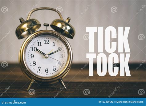 Tick Tock Day Concept Golden Alarm Clock Stock Photo Image Of Black