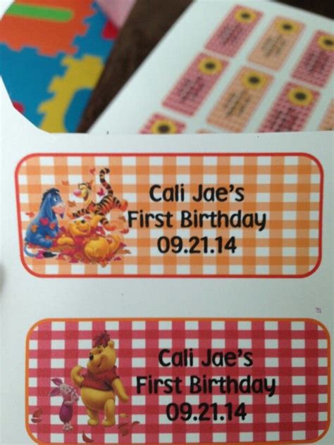Custom Favor Labels Winnie The Pooh First Birthday Favors First