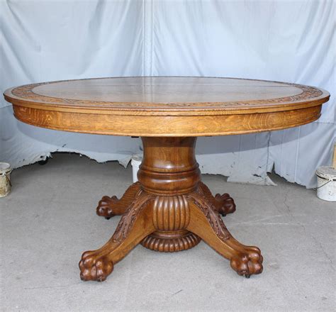 Bargain Johns Antiques Antique Round Oak Dining Table With Carved