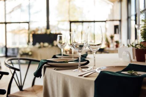 Luxurious Restaurant Luxurious Interior White Tables Serving Dishes