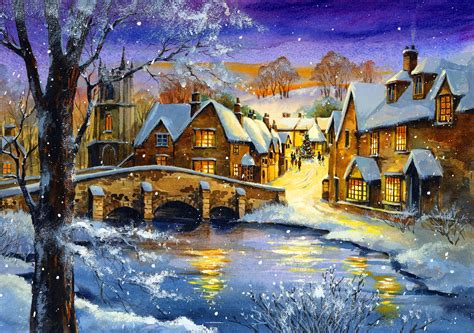 Winter Painting Hd Wallpaper Background Image
