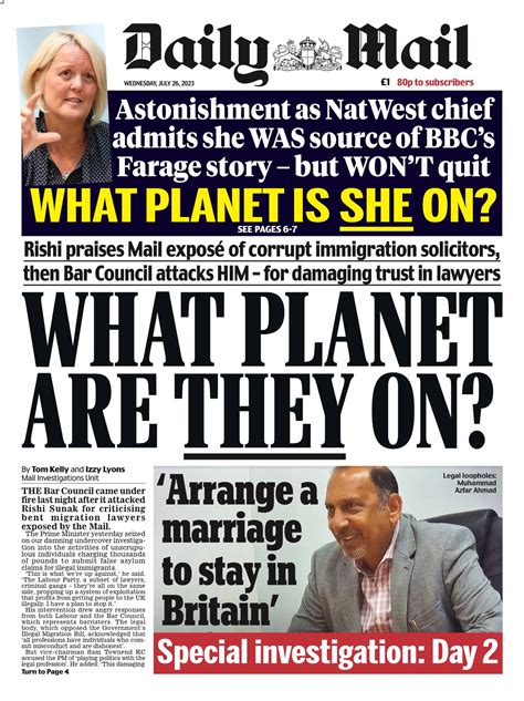 Daily Mail Front Page 26th Of July 2023 Tomorrow S Papers Today