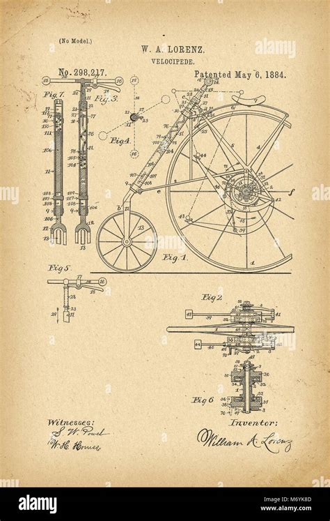 1884 Patent Velocipede Bicycle History Invention Stock Photo Alamy