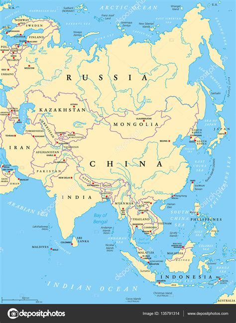 Asia Physical Map Rivers