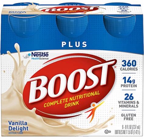 Nestle Boost Plus Very Vanilla Nutritional Drink 4 Pack 6 Bottles