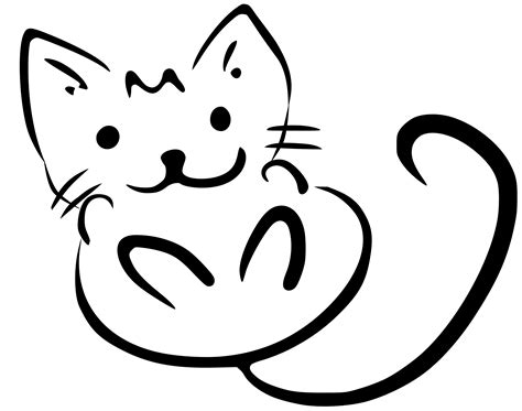 Little Kitten Outline Drawing Vector Clipart Image Free Stock Photo