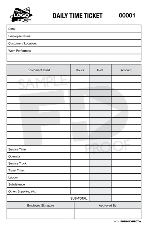 Daily Work Ticket Template