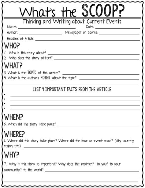Free Printable Current Events Worksheets Peggy Worksheets
