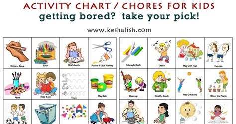 Keshalish Activity Chart And Chore Ideas For Kids Getting Bored Free