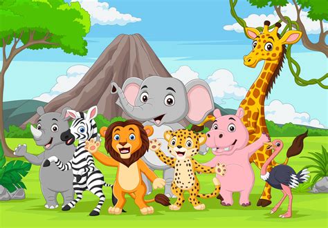 Cartoon Jungle Animals Vector Art Icons And Graphics For Free Download