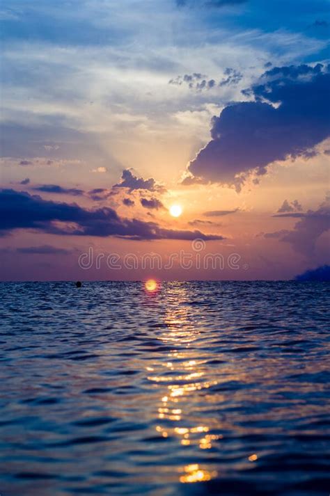 Amazing Sea Sunset The Sun Waves Clouds Stock Photo Image Of Blue
