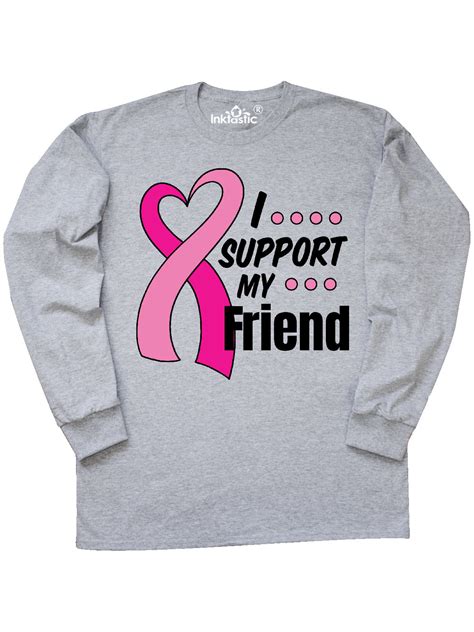 Inktastic Breast Cancer Awareness I Support My Friend With Pink Ribbon Long Sleeve T Shirt