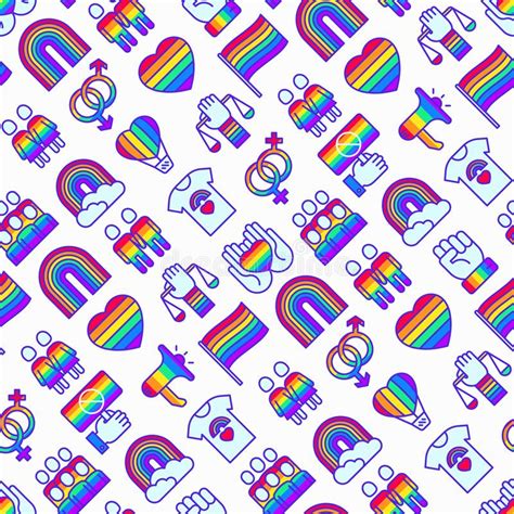 lgbt seamless pattern with thin line icons stock vector illustration of colorful cloud 139116478