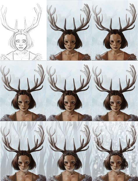 Stag Woman Process By Ladymadeofglass On Deviantart