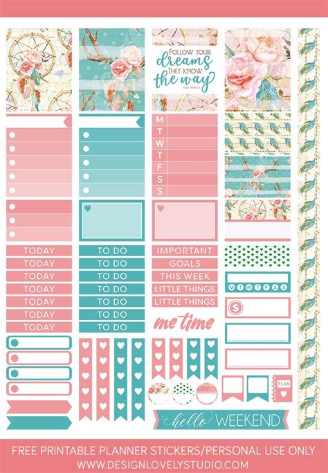 Free Printable Floral Planner Stickers In Lovely Pink And Turquoise