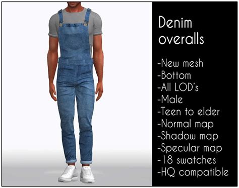 Sims 4 Cc Custom Content Male Clothing Denim Overalls Sims 4
