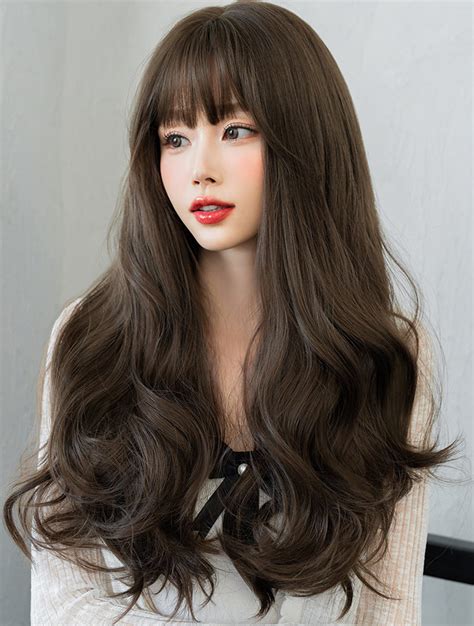 Cool Brown Synthetic Curly Hair Wavy Long Wig For Women Girls Florashe