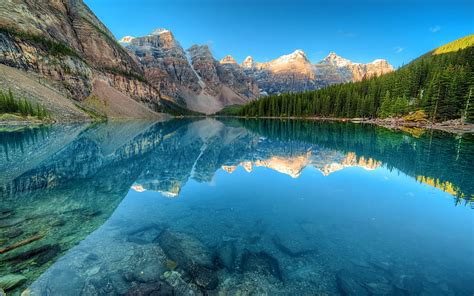 Moraine Lake Alberta Mountains Sunset Blue Lake R Banff National