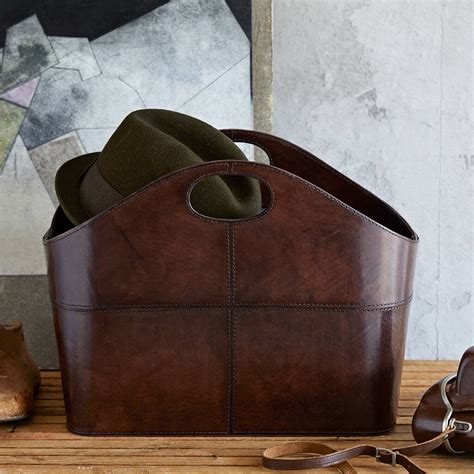 Curved Leather Storage Basket By Life Of Riley