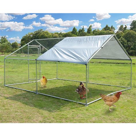 Large Metal Chicken Coop Walk In Poultry Cage Hen Run House Rabbits