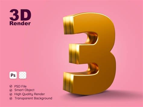 Premium Psd Shiny Gold Number Eight 3d Rendering Left Side View