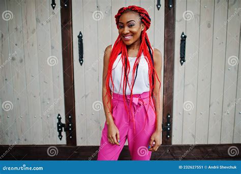 fashionable african american girl with red dreads stock image image of female lifestyle