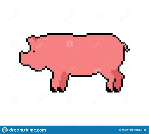 Pig Pixel Art Piglet 8 Bit Swine Farm Animal Vector Illustration