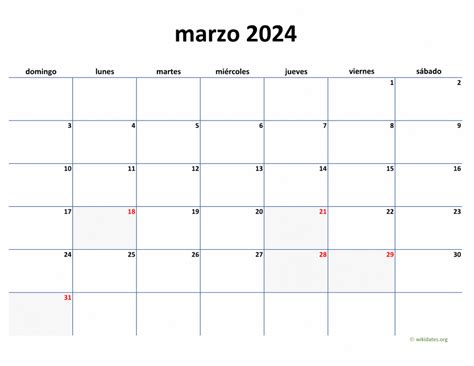Calendario Marzo 2024 De México