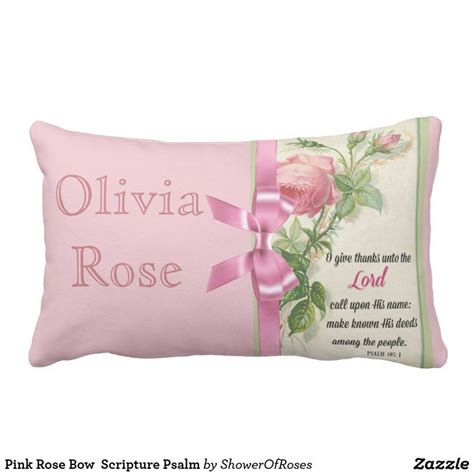 Pink Rose Bow Scripture Psalm Lumbar Pillow Zazzle Pillow