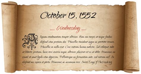 What Day Of The Week Was October 15 1552
