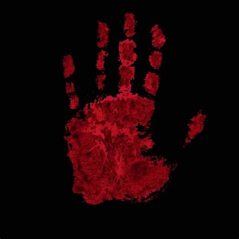 Bloody Hand Print Isolated On Black Background Vector Illustration