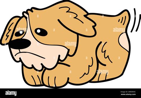 Hand Drawn Corgi Dog Is Sad Illustration In Doodle Style Isolated On