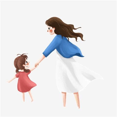 Gambar Hari Ibu Ibu Dan Anak Perempuan Ibu Dan Anak Kartun Ilustrasi