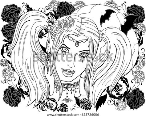 Top 10 vampire coloring pages for kids: Coloring Pages Adults Beautiful Girl Vampire Stock Vector ...