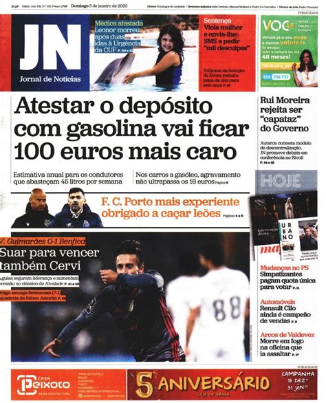 Capa Jornal De Notícias 5 Janeiro 2020 Capasjornaispt