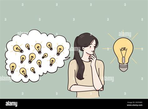 Genius Innovation Creativity Concept Thoughtful Positive Girl