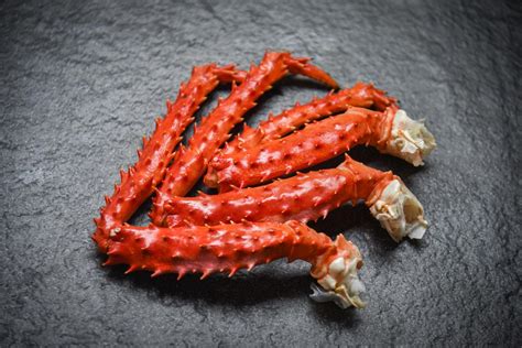 Crab Legs On Dark Background Alaskan King Crab Hokkaido Seafood